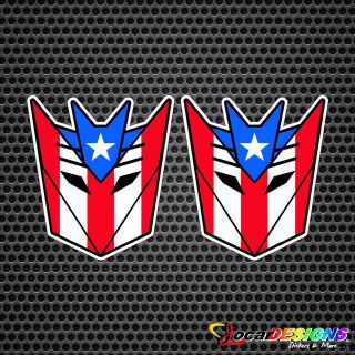 2x Puerto Rico Flag Transformer Decepticon Vinyl Car Stickers Decals