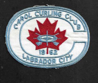 Vintage Curling Crest: 1962 Carol Curling Club,  Labrador City (canada) 4 " X 5.  5 "