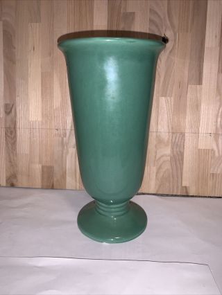 Vintage Weller Art Pottery 13 - 3/4 " Tall/large Green Vase " Since 1872 " Beauty