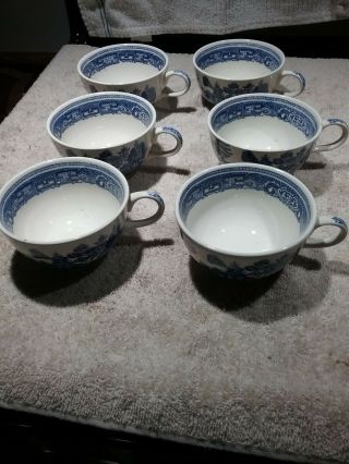 Set Of 6 Vintage Blue Willow Coffee/tea Cups