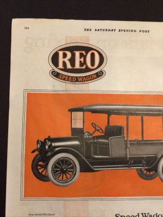REO Speedwagon Motor Car Company Wagon 1920 Vintage Ad Saturday Evening Post 2
