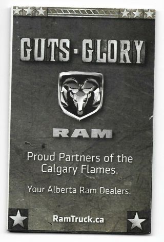 2011 - 12 NHL Hockey Pocket Schedule Calgary Flames Jay Bouwmeester Dodge Ram 2