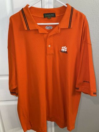 Vintage Crosscreek Clemson Tigers Orange Polo Shirt Size Mens Xxl Euc
