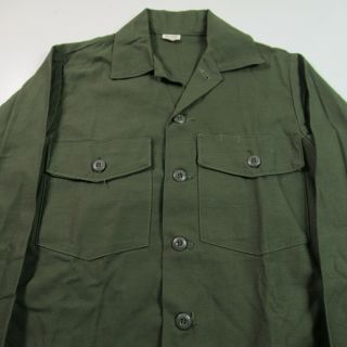 Vintage 70s Vietnam Button Shirt 1971 Military Army Cotton Sateen Og 107 Class 1