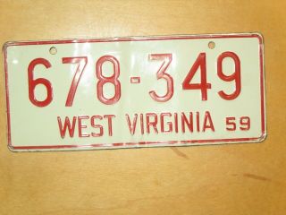 1959 Wheaties / Bakers Chocolate West Virginia Mini Bike State License Plate