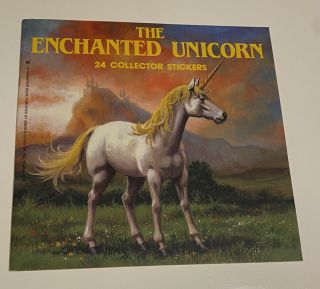Vintage The Enchanted Unicorn Book With Collectors Stickers Euc