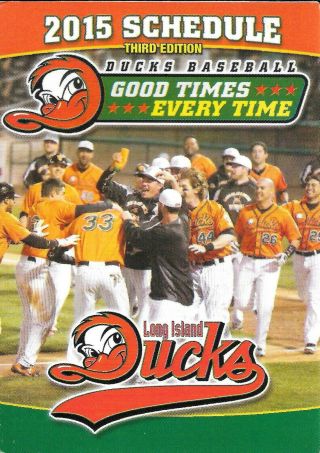2015 Long Island Ducks Baseball Pocket Schedule - Third Edition (atlantic League)