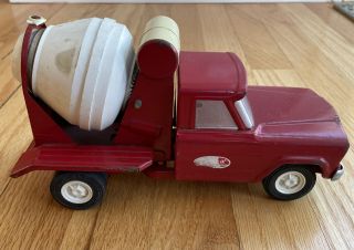 Tonka Red & White Jeep Cement Mixer Truck - Construction Metal Vintage
