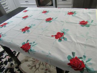 Vintage Tablecloth Wilendur Red Roses 45 