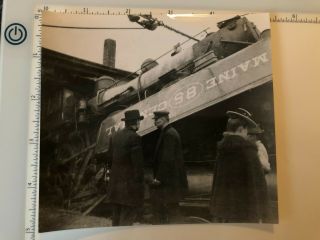 Vintage Photo Maine Central Railroad Wreck Close Up Foxcroft Maine Me 234 & 85