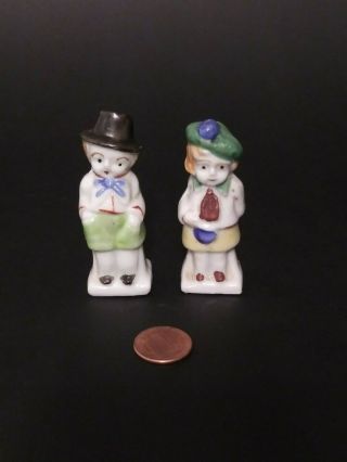 Vintage Miniature Salt & Pepper Shakers Boy And Girl Made In Japan