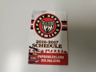 Rs20 Port Huron Prowlers 2016/17 Minor Hockey Pocket Schedule - Bud Light