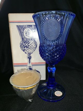 Vintage Avon 1976 Martha Washington Fostoria Goblet,  Candle,  Cobalt Blue