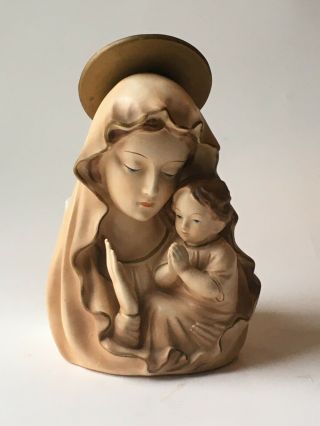 Vintage 1950s Porcelain Madonna Mary Child Jesus Religious Planter Fremo Japan