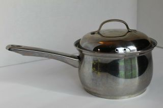Vintage Beigioue Stainless Steel Saucepan With Lid,  1 Quart Volume