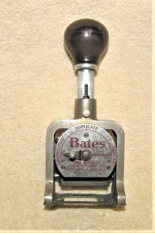 Bates Vintage Numbering Machine - 7 Wheel Style E Stamper - Td