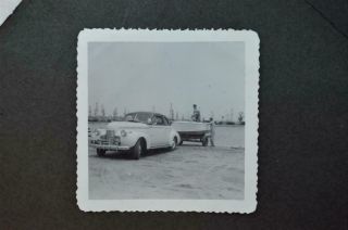 Vintage Photo 1940 Chevrolet Chevy Car W/ Speed Boat Oil Wells Long Beach 943091