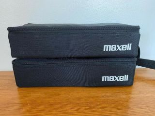 Vtg Maxell Case Logic 15 Cassette Tape Storage Case Pair & Cassettes