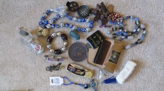 Junk Drawer Collectible,  Knife,  Jewelry,  Vintage Compas,  Native American Coin
