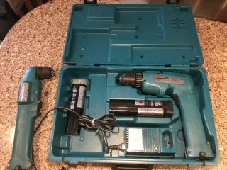 Makita Vintage 6095d Da390d Cordless Drills,  2 Batteries W/ Charger And Case