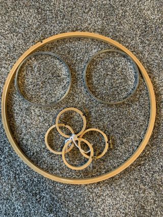 Vintage Embroidery Hoops Metal And Wooden