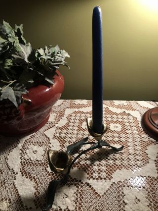 Vintage (?) Brass And Verdigris 2 Taper Candle Holder From Pier 1