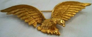 Stunning Vintage Estate American Eagle Gold Tone Bird 3 1/4 " Brooch 6410j