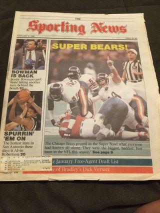 The Sporting News,  February 3,  1986,  Chicago Bears Bowl Champions