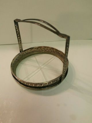 Vintage Sterling Silver Coaster (with Star Cut Glass Bottom) And Holder