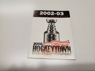 Rs20 Detroit Red Wings 2002/03 Nhl Hockey Pocket Schedule - Powerade