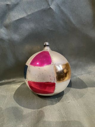 Vintage Glass Christmas Ornament Round 3 1/2 Inch