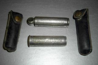 2 Different Vintage Schrader Tire Pressure Gauges In Cases