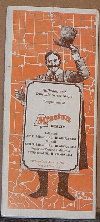 1989 Street Maps For Fallbrook & Temecula California By Mission Realty