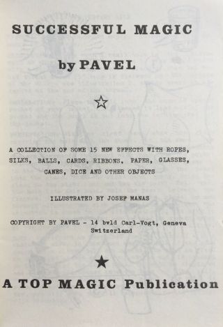 Vintage Successful Magic By Pavel Josef Manas Top Magic Book 2