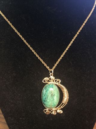 Vintage Necklace W/ Sterling Silver & Turquoise Pendant By Avi Soffer Israel