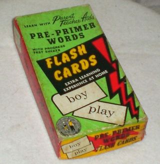 Vintage 1959 Pre - Primer Words Flash Cards W/box