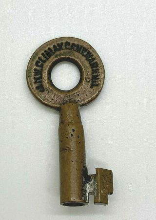 Vintage Jhw Climax Co.  Newark,  Nj.  Brass Barrel Key (slightly Bent) See Pictures