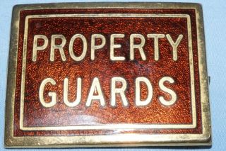 Vintage Property Guards Security Company Enamel Breast Badge - Obsolete Defunct