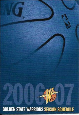 2006 - 07 Nba Golden State Warriors Basketball Pocket Schedule