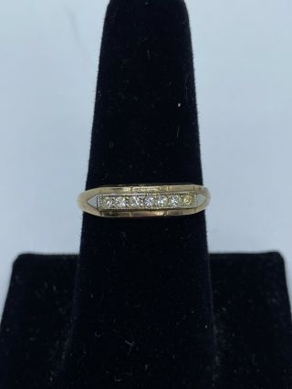 Vintage 10k Gold Filled Wedding Band Ring W/ Cubic Zirconia Sz 10