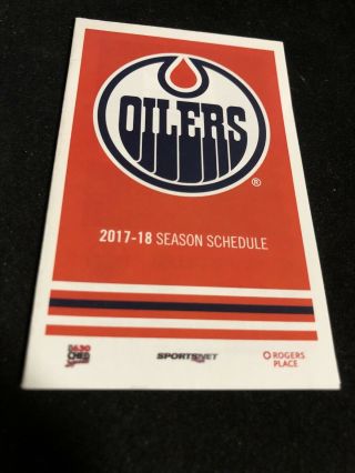 2017 - 18 Edmonton Oilers Hockey Pocket Schedule 630 Ched Version