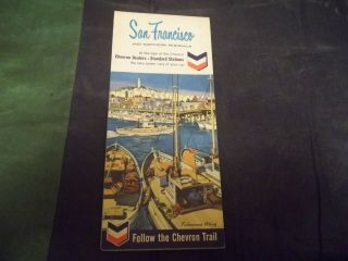 1965 Chevron Standard Oil Road Map San Francisco California Fisherman 