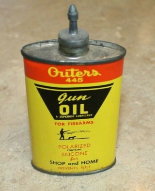 Vintage Outers 445 Full Gun Oil Tin With Lead Tip