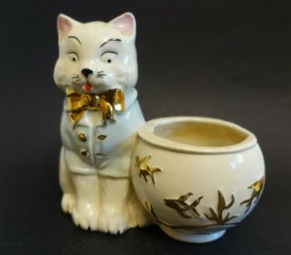 Llrr18 Vintage Cat Figurine Planter 5 3/4 " High Ceramic