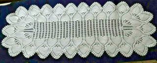 Vintage Hand Crochet Lace Table Runner 37 " L X 14 " W