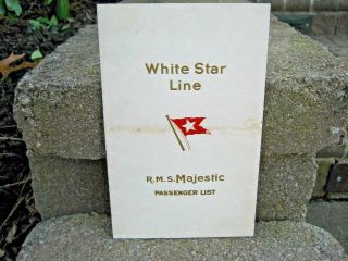 1931 White Star Line Rms Majestic Passenger List Booklet
