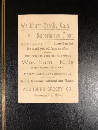 C1890s Washburn - Crosby Co Superlative Flour Rare Trade Card Antique Vintage Us