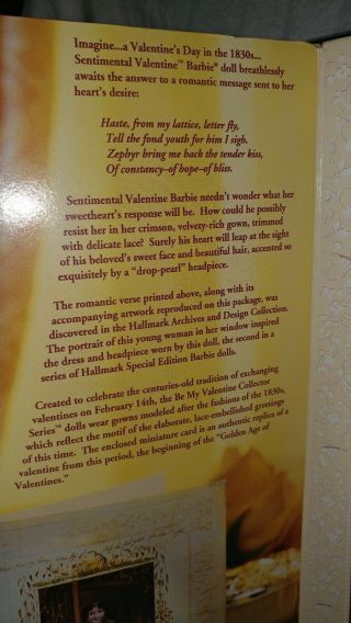 1996 Hallmark Special Edition Sentimental Valentine Barbie Doll 3