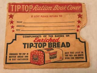 1944 Tip Top Bread Vintage World War Two Ration Book Cover