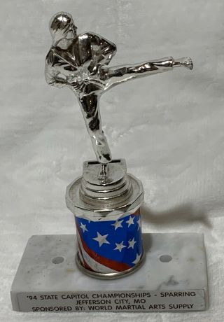 Vintage Trophy Award State Championship 94 Sparring Martial Arts American Flag